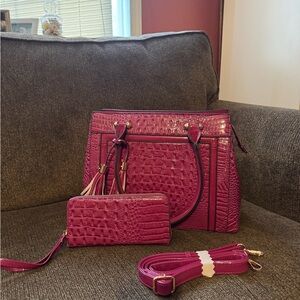 Vegan Leather Shoulder Bag With Matching Wallet